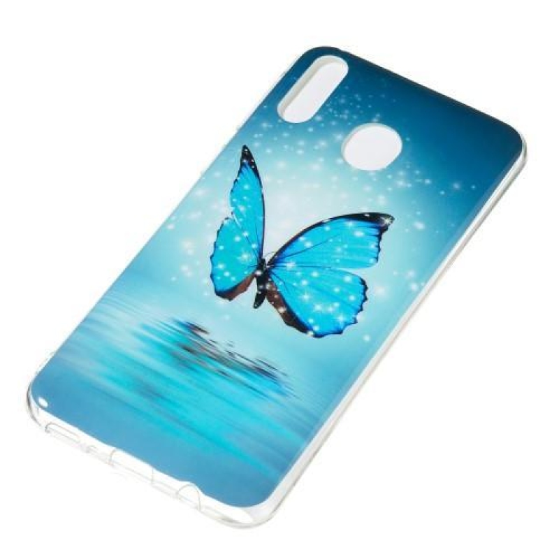 Éjjeli fényes zselés tok mobil Samsung Galaxy M20 - kék pillangó