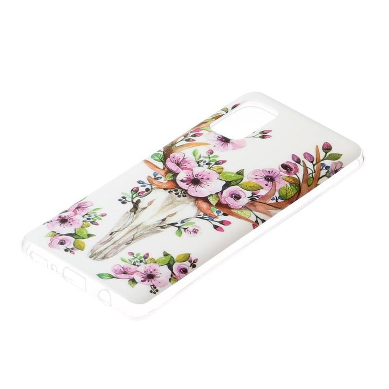 Éjjeli fényes zselés tok mobil Samsung Galaxy A41 - szarvas virágokkal