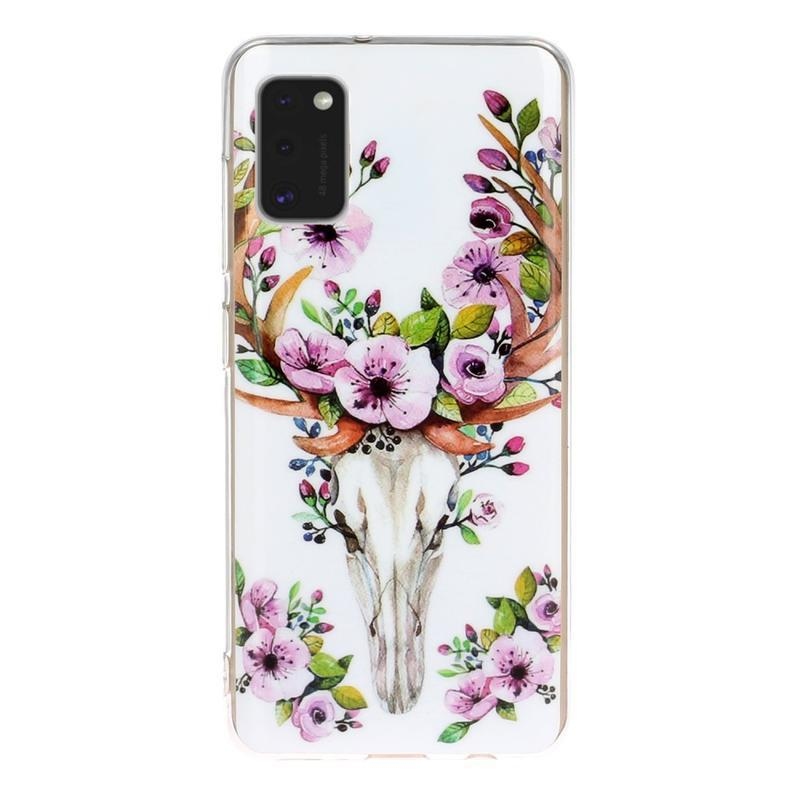 Éjjeli fényes zselés tok mobil Samsung Galaxy A41 - szarvas virágokkal