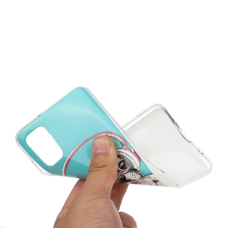 Éjfényes zselés tok mobil Samsung Galaxy A41 - kutya fejhallgatóval