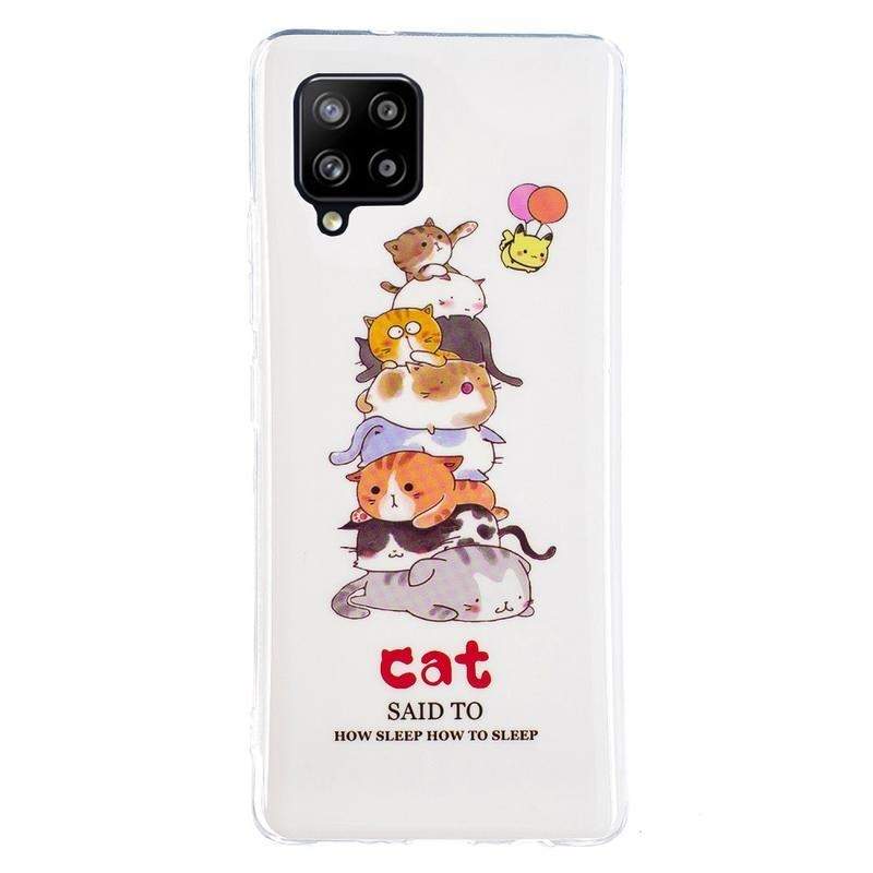 Éjjeli fényes gél tok mobil Samsung Galaxy A42 5G - macskák