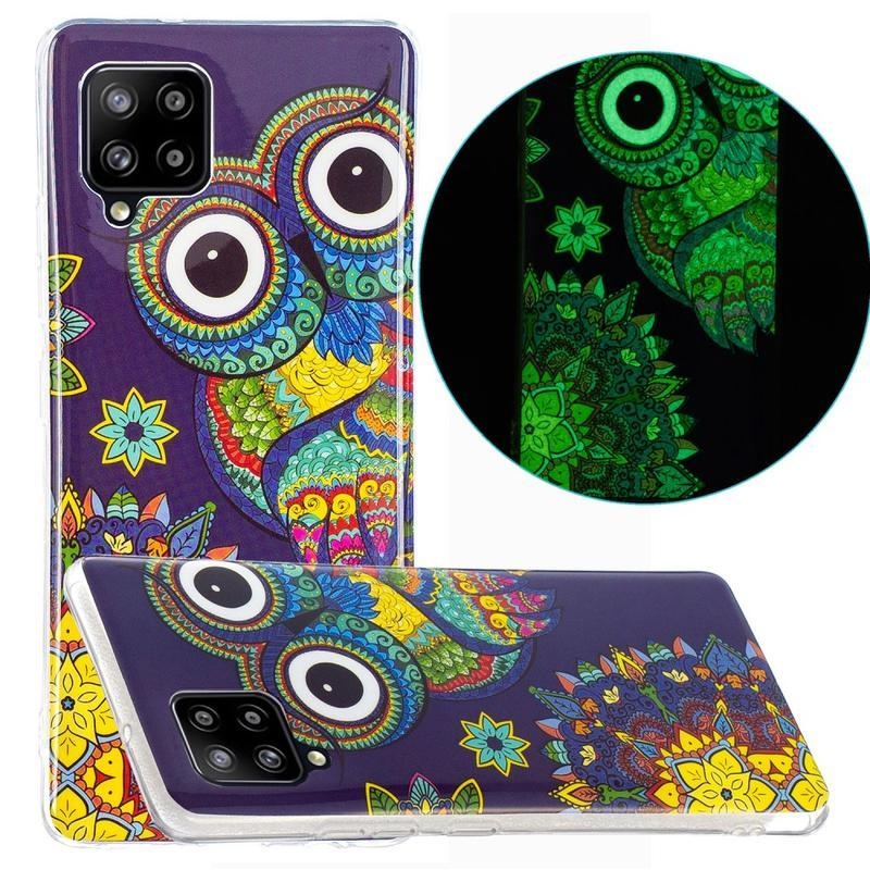 Éjjeli fényes zselés tok mobil Samsung Galaxy A42 5G - bagoly
