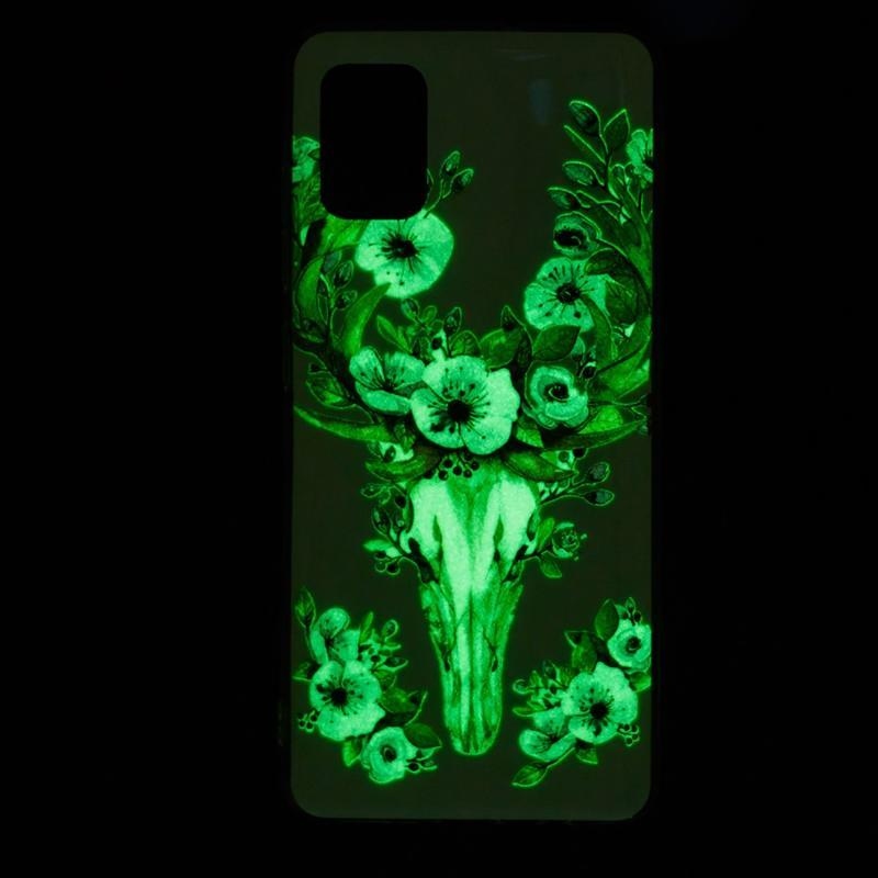Éjjeli fényes zselés tok mobil Samsung Galaxy A51 5G - koponya virágokkal