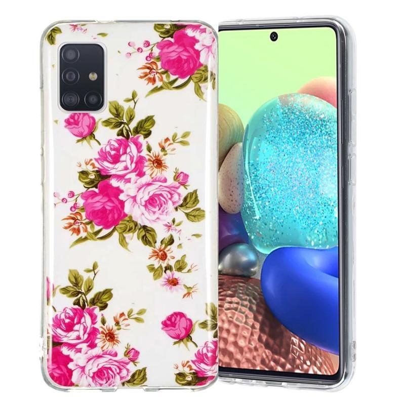 Éjjeli fényes zselés tok mobil Samsung Galaxy A51 5G - virágzó virágok
