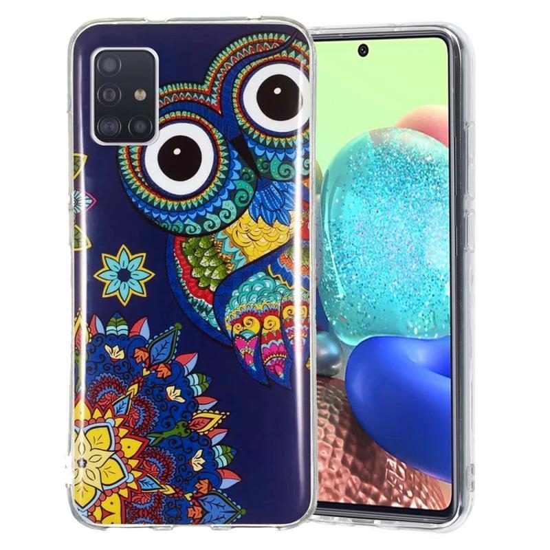 Éjjeli fényes zselés tok mobil Samsung Galaxy A51 5G - bagoly