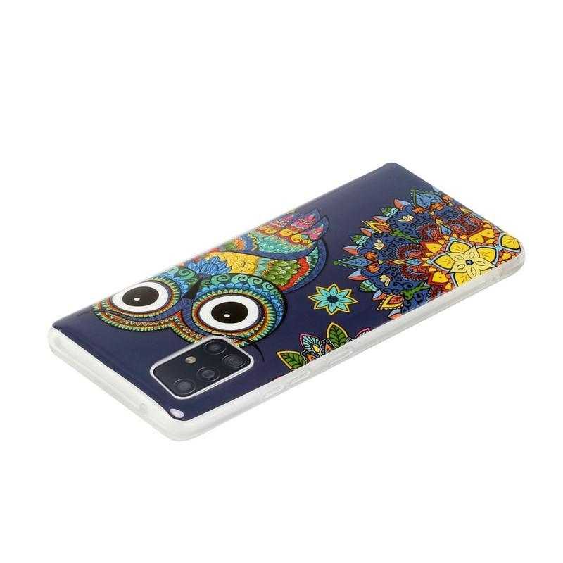 Éjjeli fényes zselés tok mobil Samsung Galaxy A51 5G - bagoly