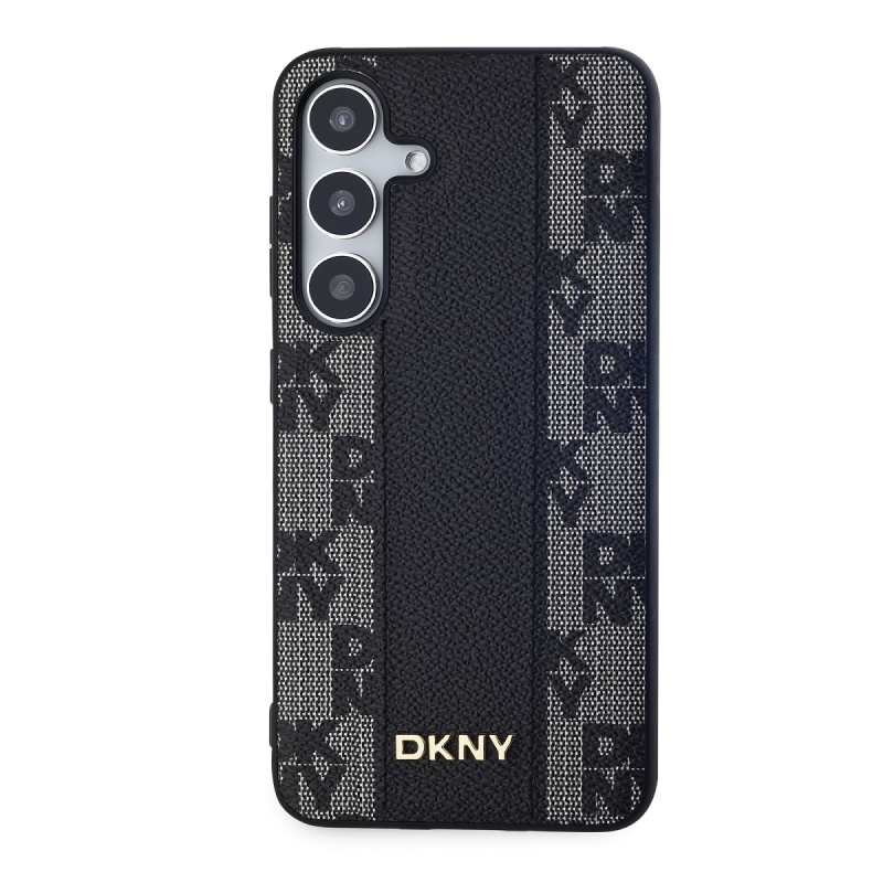 DKNY PU bőr kockás mintás Magsafe hátlap Samsung Galaxy S24+ fekete