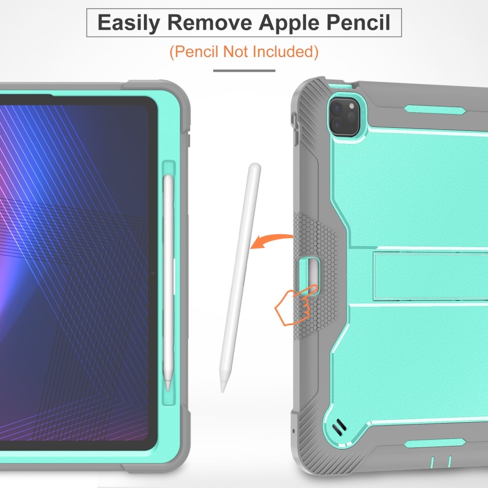 Kick tartós hibrid tok iPad Pro 13 (2024) készülékhez - szürke/mentol színű