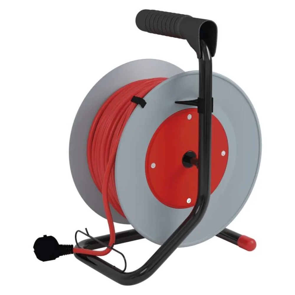 Hosszabbító kábel dobon 15 m / 4 aljzat / piros / PVC / 230 V / 1 mm2