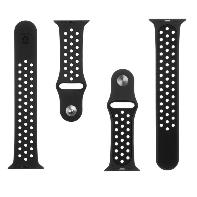 Tactical 161 Dupla szilikon szíj az Apple Watch 1/2/3/4/4/5/6/7/8/9/SE 42/44/45mm-es órájához Fekete