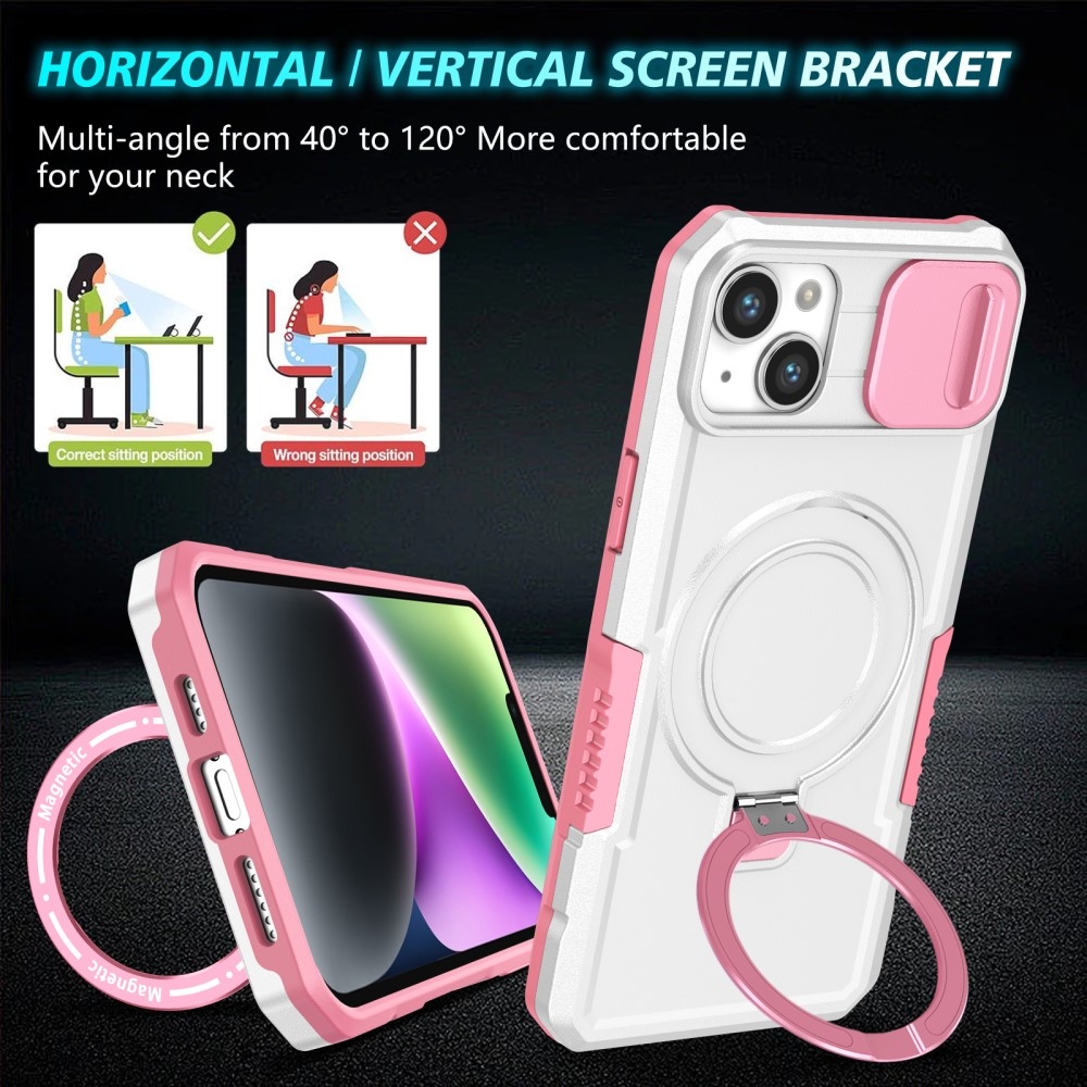 Fulcrum tartós borító kameravédelemmel és MagSafe funkcióval iPhone 14 készülékhez - rózsaszín/fehér