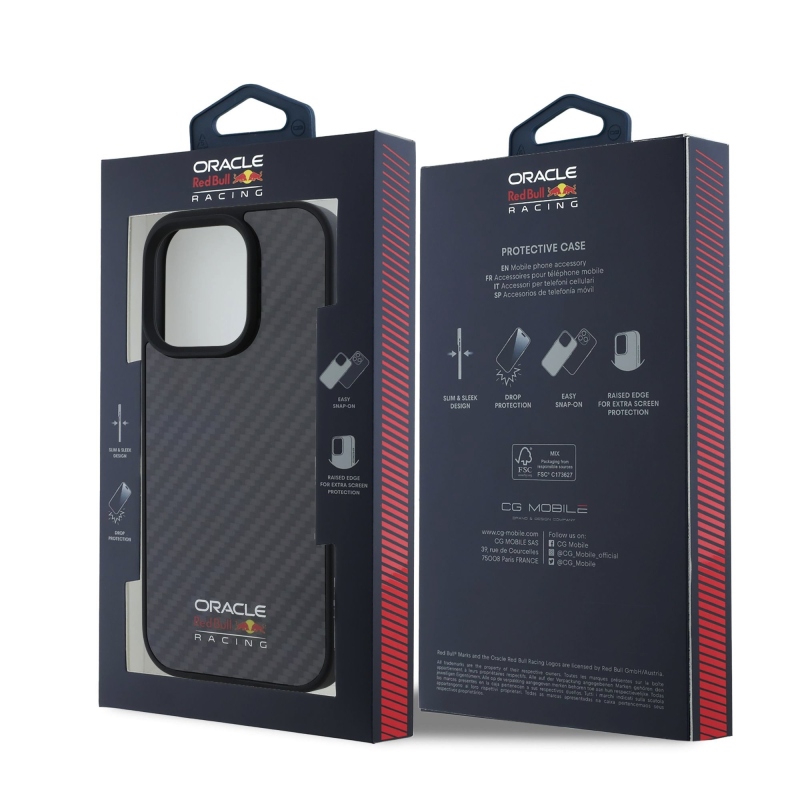 Red Bull Carbon fényes logóval ellátott MagSafe hátlap iPhone 16 Pro-hoz Fekete