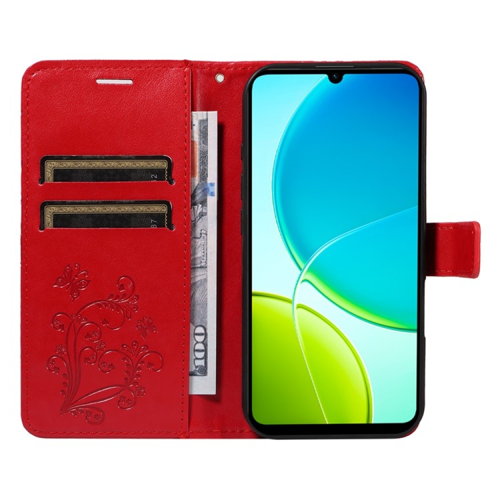 Nagy pillangó könyv tok a Vivo Y29s 5G-hez - piros