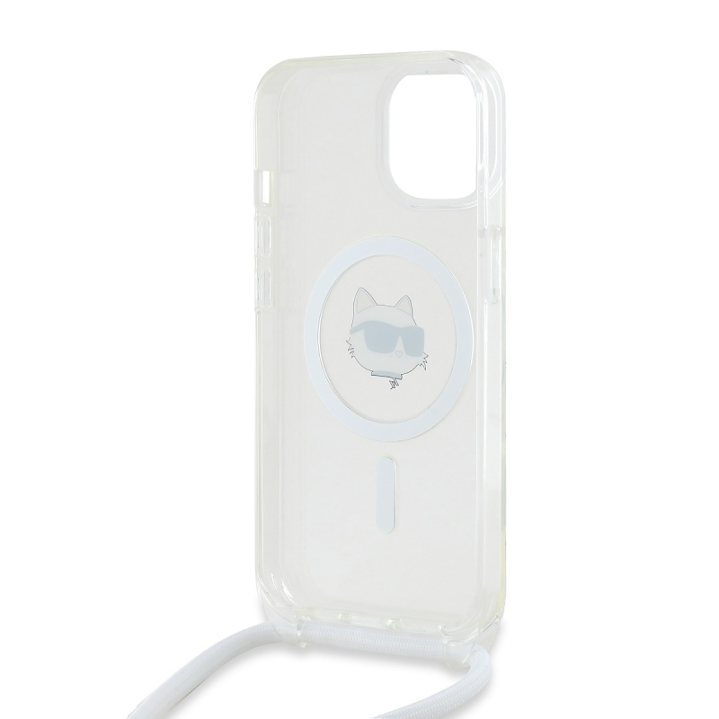 Karl Lagerfeld IML Crossbody Choupette Head Magsafe hátlap iPhone 15-hez átlátszó
