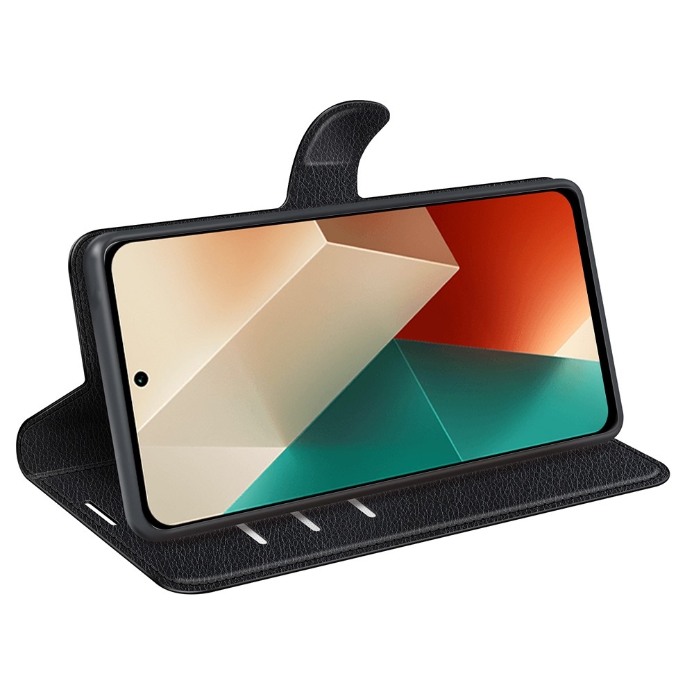 Litchi könyv tok Xiaomi Redmi Note 13 5G-hez - fekete