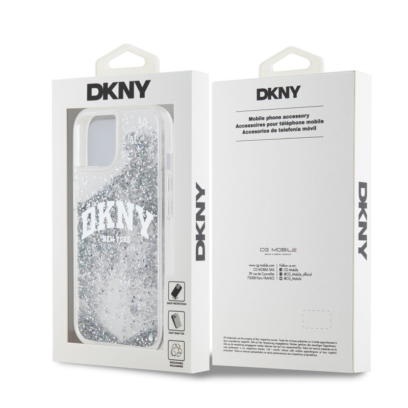 DKNY Liquid Glitter Arch Logo hátlap iPhone 14 átlátszóhoz