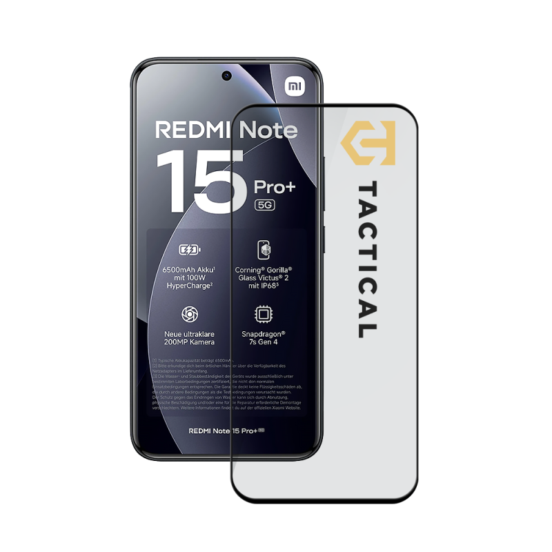 Taktikai üvegpajzs 5D üveg Xiaomi Redmi Note 15 Pro+ fekete
