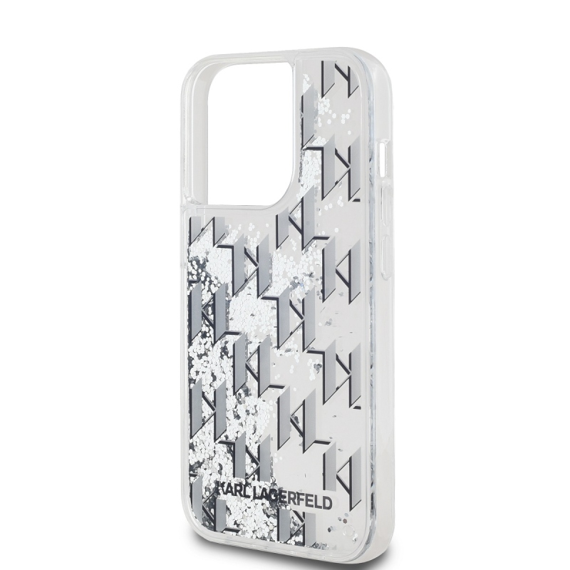 Karl Lagerfeld Liquid Glitter Monogram Monogram Gradient Back Cover iPhone 14 Pro Max fehérhez