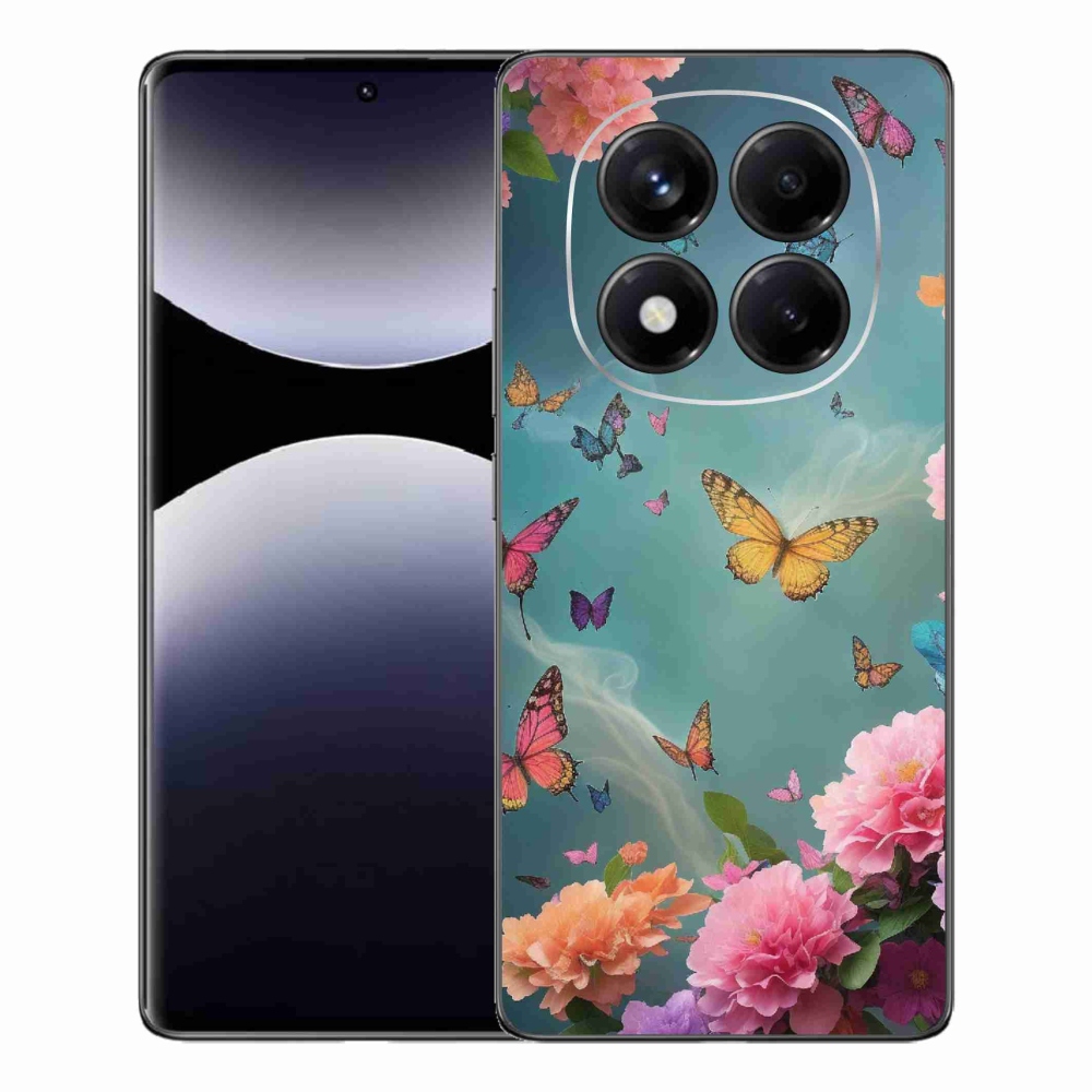 Gél borítás mmCase a Xiaomi Redmi Note 14 Pro számára - színes virágok és pillangók