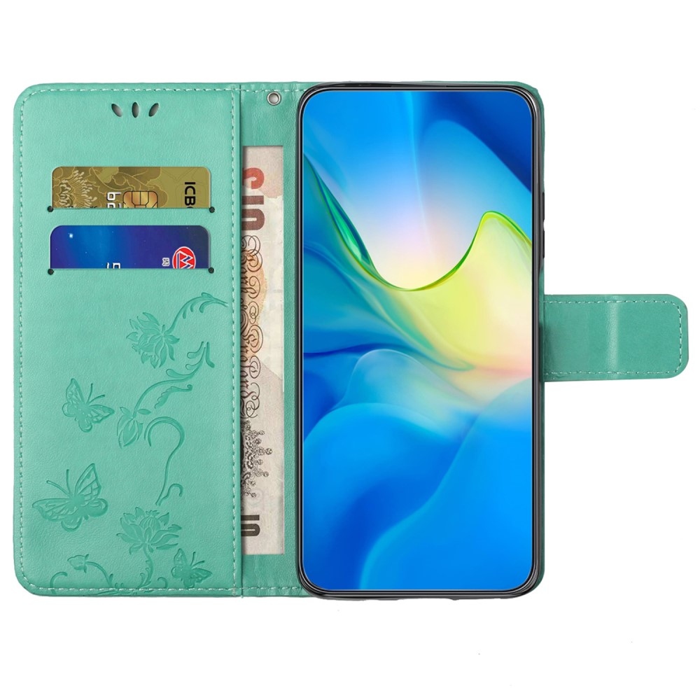Virágos könyv tok a Xiaomi Redmi 12 4G/5G készülékhez - teáskék