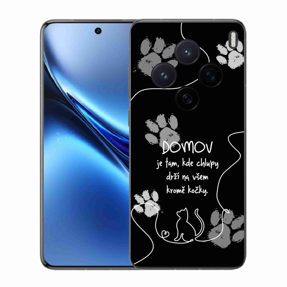 Zselés borító mmCase a Vivo X200 5G készülékhez - macska motívum fekete háttérrel
