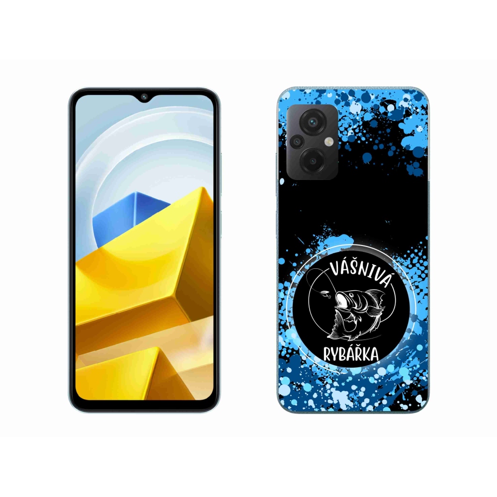 Gél borító mmCase a Xiaomi Poco M5 4G-hez - szenvedélyes halász fekete háttérrel