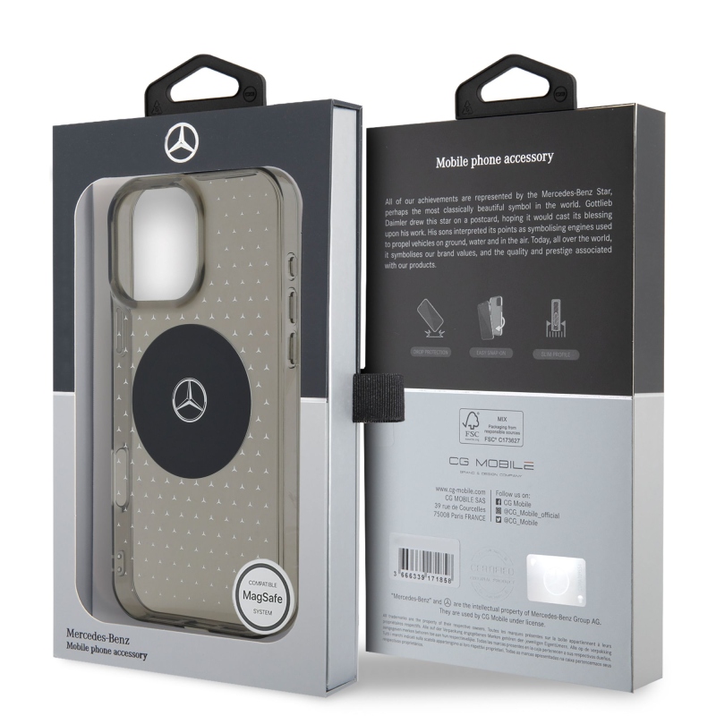 Mercedes PC/TPU csillagmintás MagSafe hátlap iPhone 16 Pro Fekete fekete