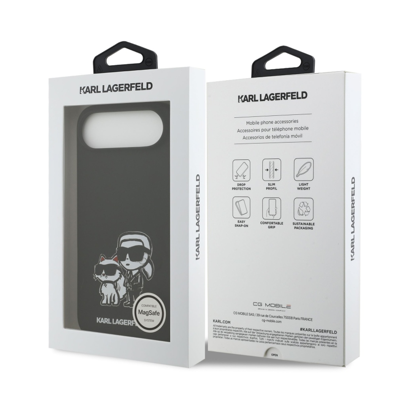 Karl Lagerfeld folyékony szilikon K&CH Sketch MagSafe hátlap iPhone 17 Airhez Fekete