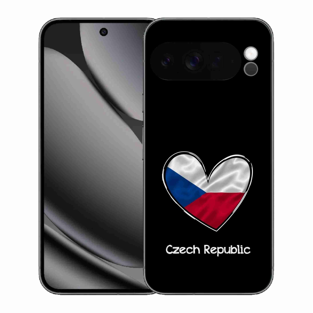 Zselés borítás mmCase a Google Pixel 10 Pro XL-hez - zászlós szív fekete háttérrel