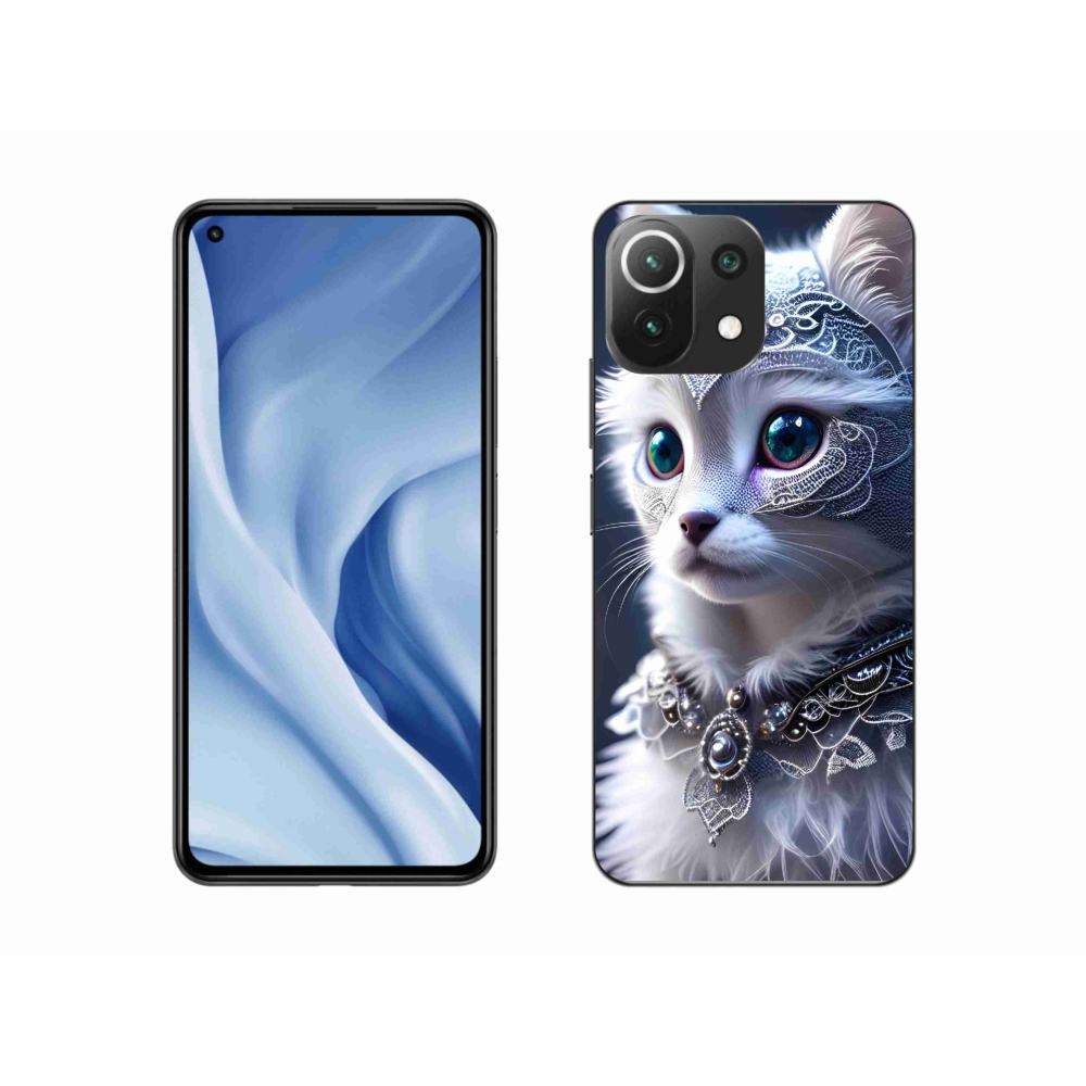 Gél borítás mmCase a Xiaomi Mi 11 Lite 4G/5G-hez - fehér macska