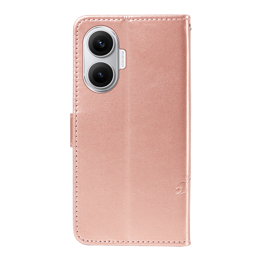 Virágok könyv tok Xiaomi Poco F7 5G-hez - rózsa arany