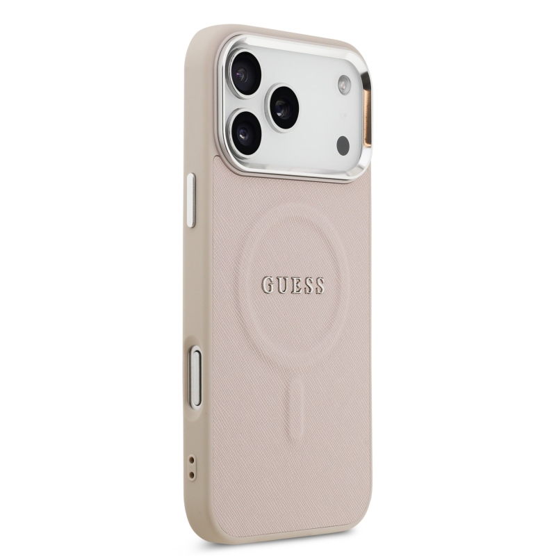 Guess PU Saffiano MagSafe MagSafe hátlap iPhone 17 Pro rózsaszínhez