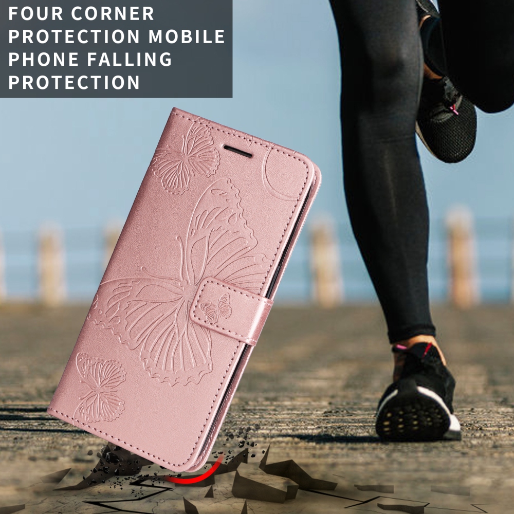 Nagy pillangó könyv tok a Xiaomi Poco F7 5G-hez - rózsaarany