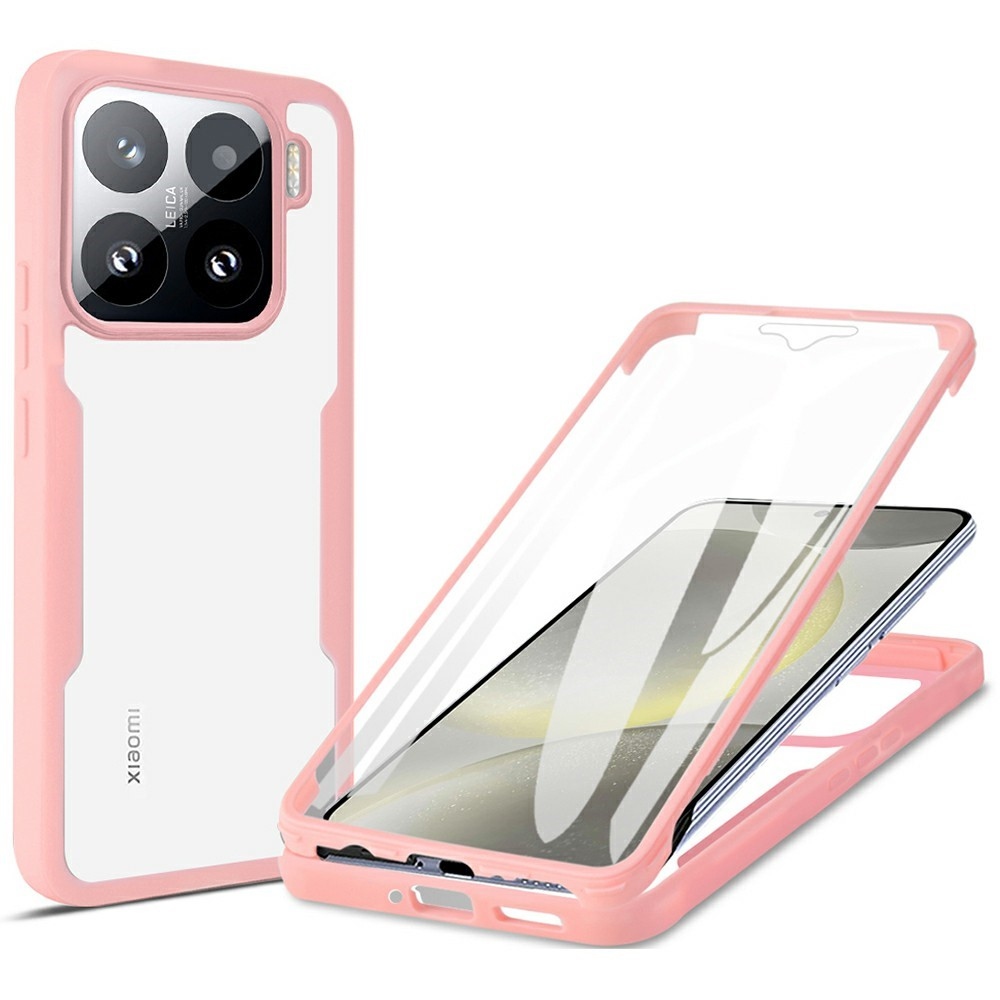 Akril zselés tok keretben képernyővédővel Xiaomi 15 - rózsaszín