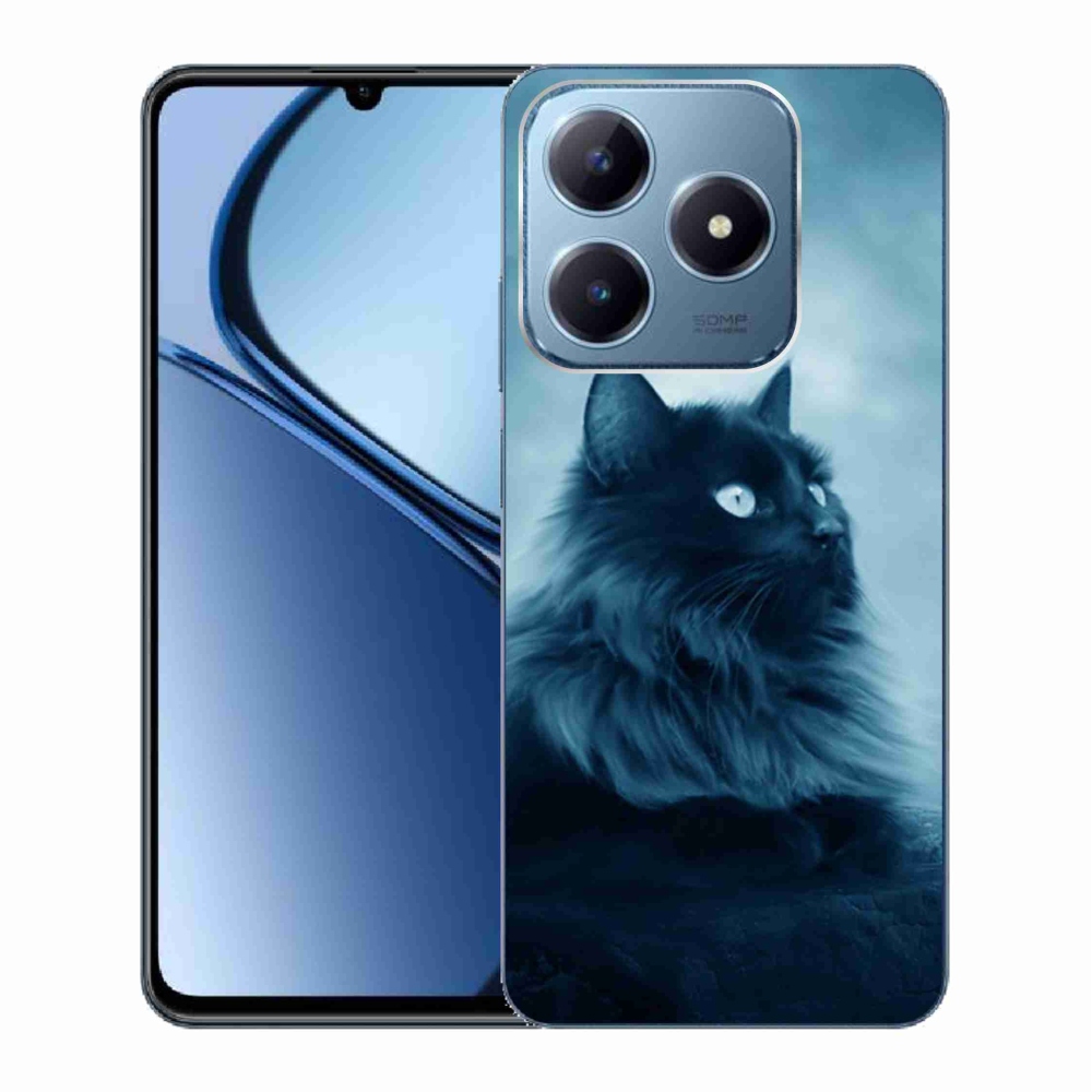 Gél tok mmCase a Realme C63 készülékhez - fekete macska 1