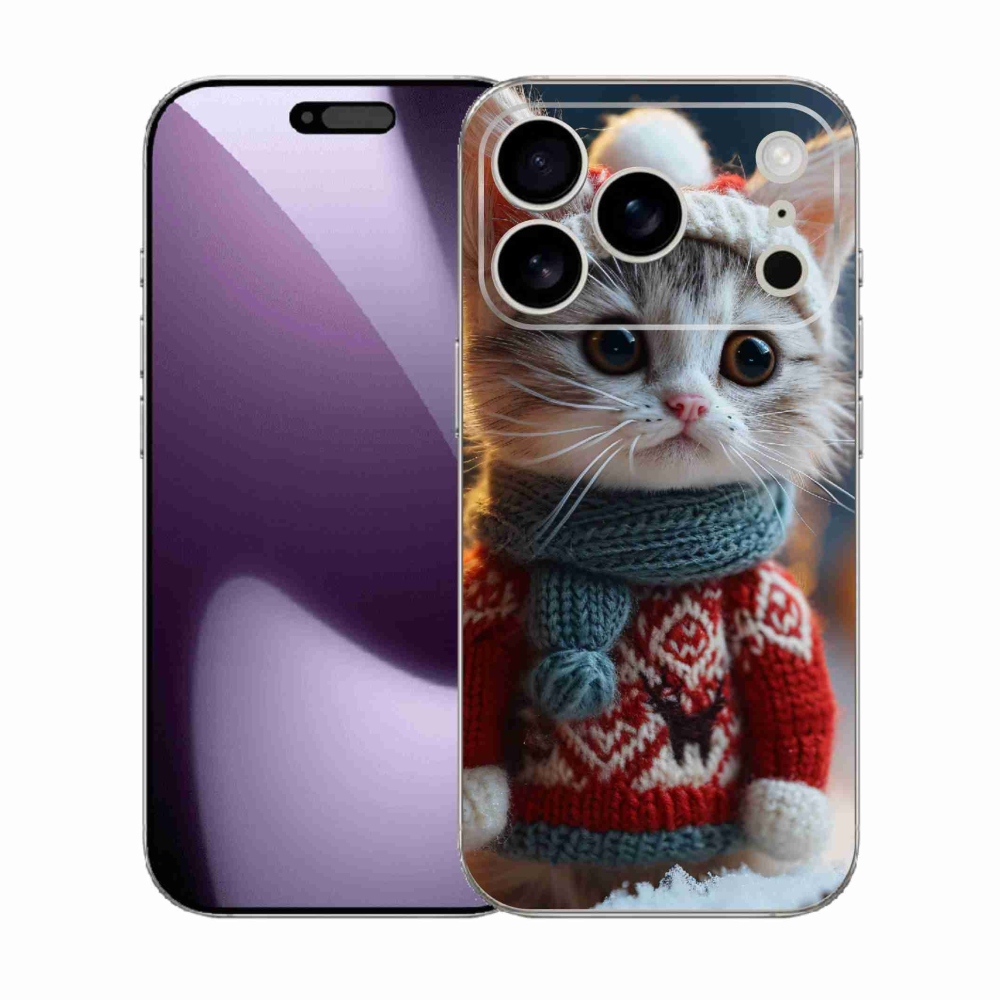 Gél borítás mmCase iPhone 17 Pro készülékhez - cica pulóverben