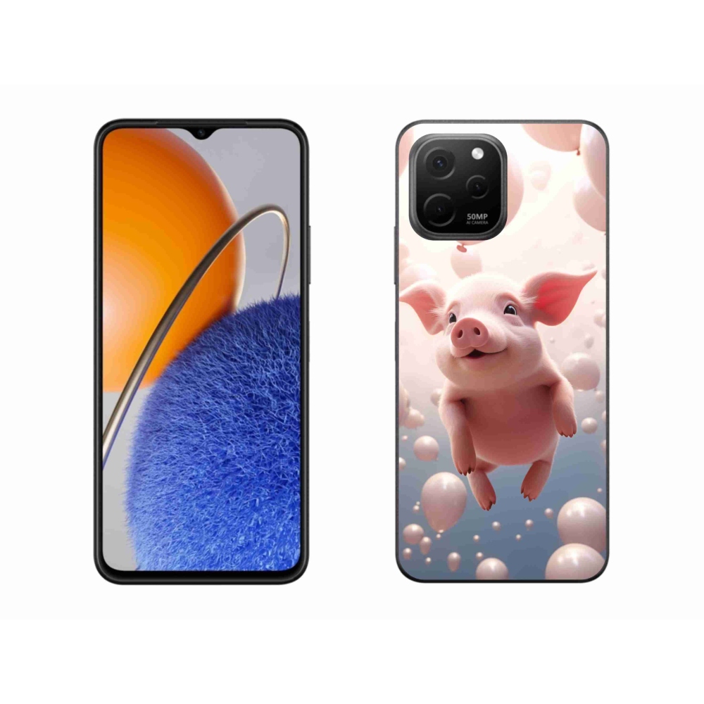 Gél borító mmCase a Huawei Nova Y61 készülékhez - malacka lufikkal