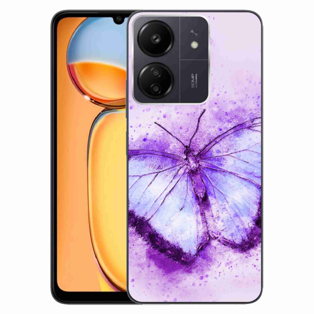 Gél borítás mmCase a Xiaomi Poco C65/Redmi 13C számára - lila pillangó