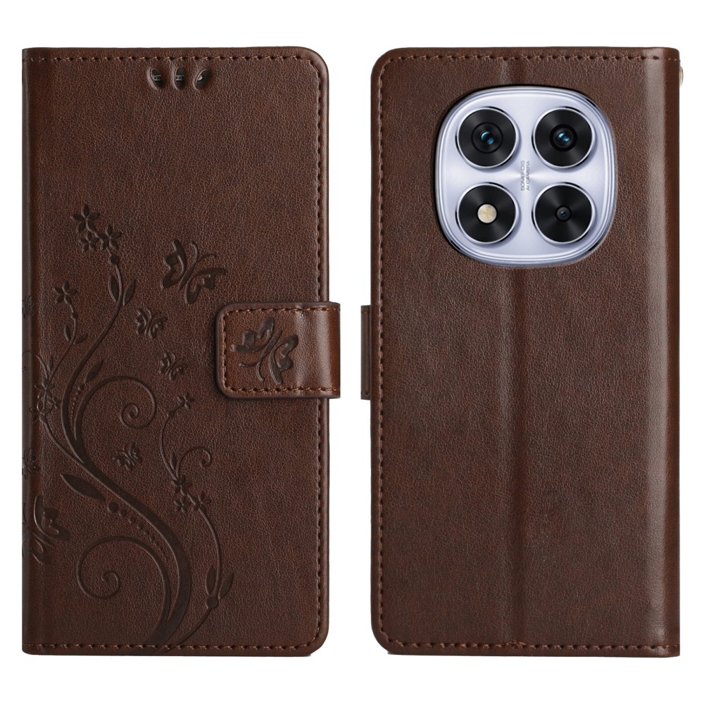 Virágok könyv tok Xiaomi Redmi Note 14 Pro 5G/Poco X7 5G - barna színben