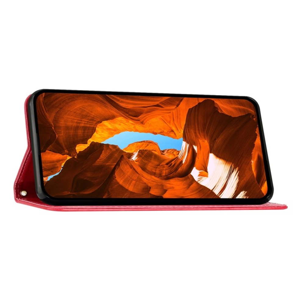 Virágok könyv tok iPhone 17 Pro-hoz - piros