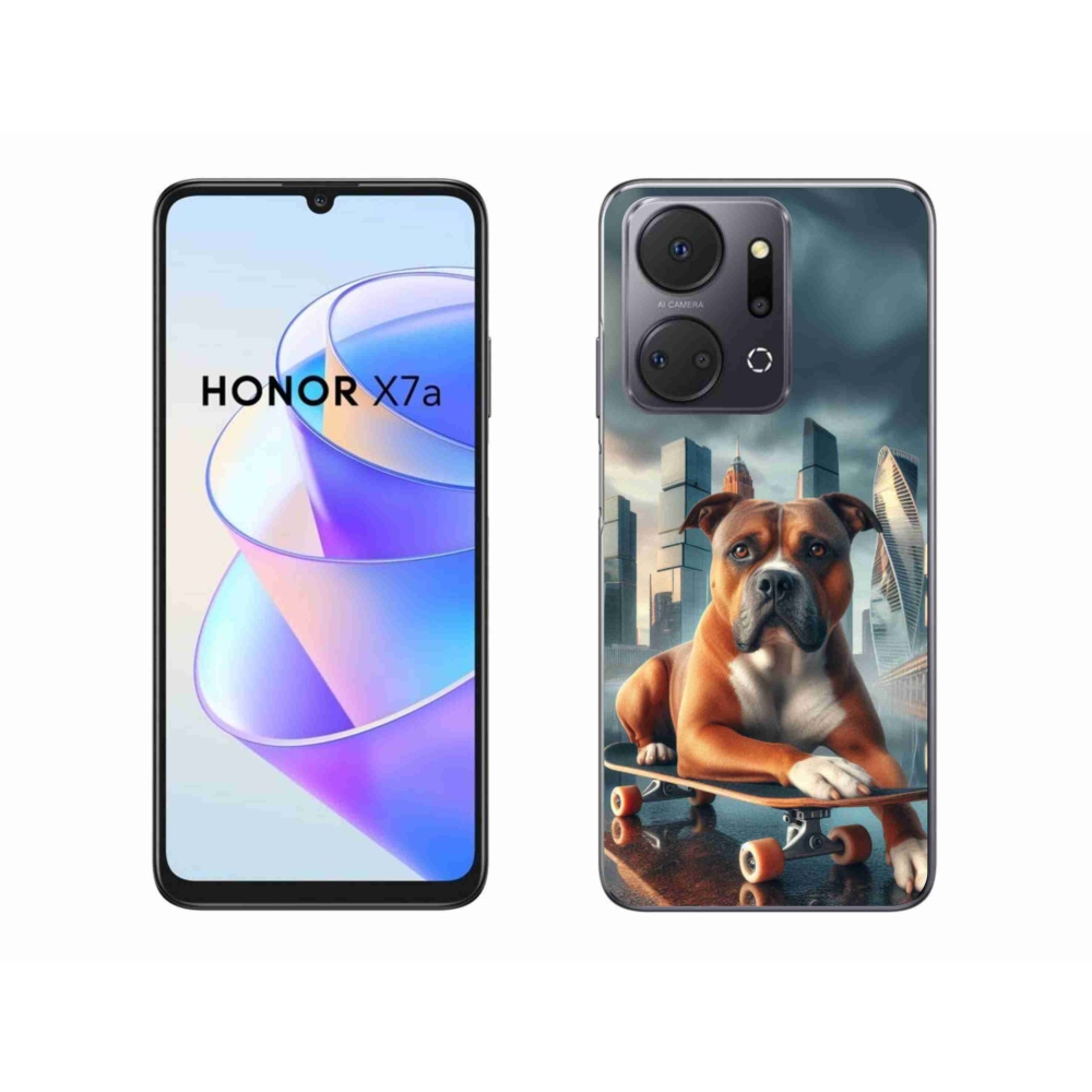 Zselés borítás mmCase a Honor X7a számára - kutya gördeszkán