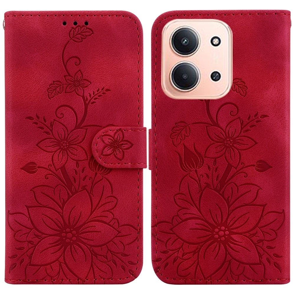 Lily könyv tok Xiaomi Redmi 15C 4G/5G (173mm) - piros
