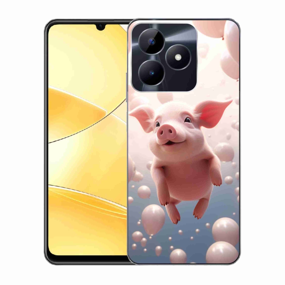 Zselés borító mmCase a Realme C51/C53 készülékhez - malacka lufikkal