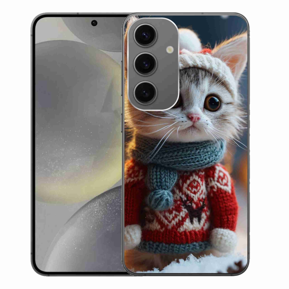 Zselés borítás mmCase Samsung Galaxy S24+ készülékhez - cica pulóverben