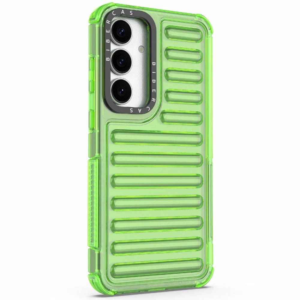 Csíkos tartós borító Samsung Galaxy S25+ készülékhez - zöld