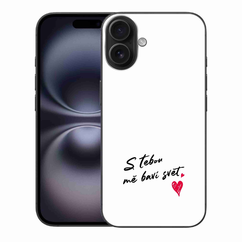 Gél borítás mmCase iPhone 16 Plus készülékhez - szerelmes szöveg 1 fehér háttér