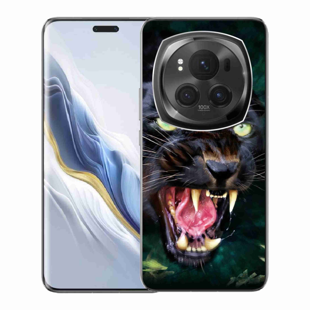 Zselés borítás mmCase a Honor Magic 6 Pro 5G készülékhez - dühös fekete párduc