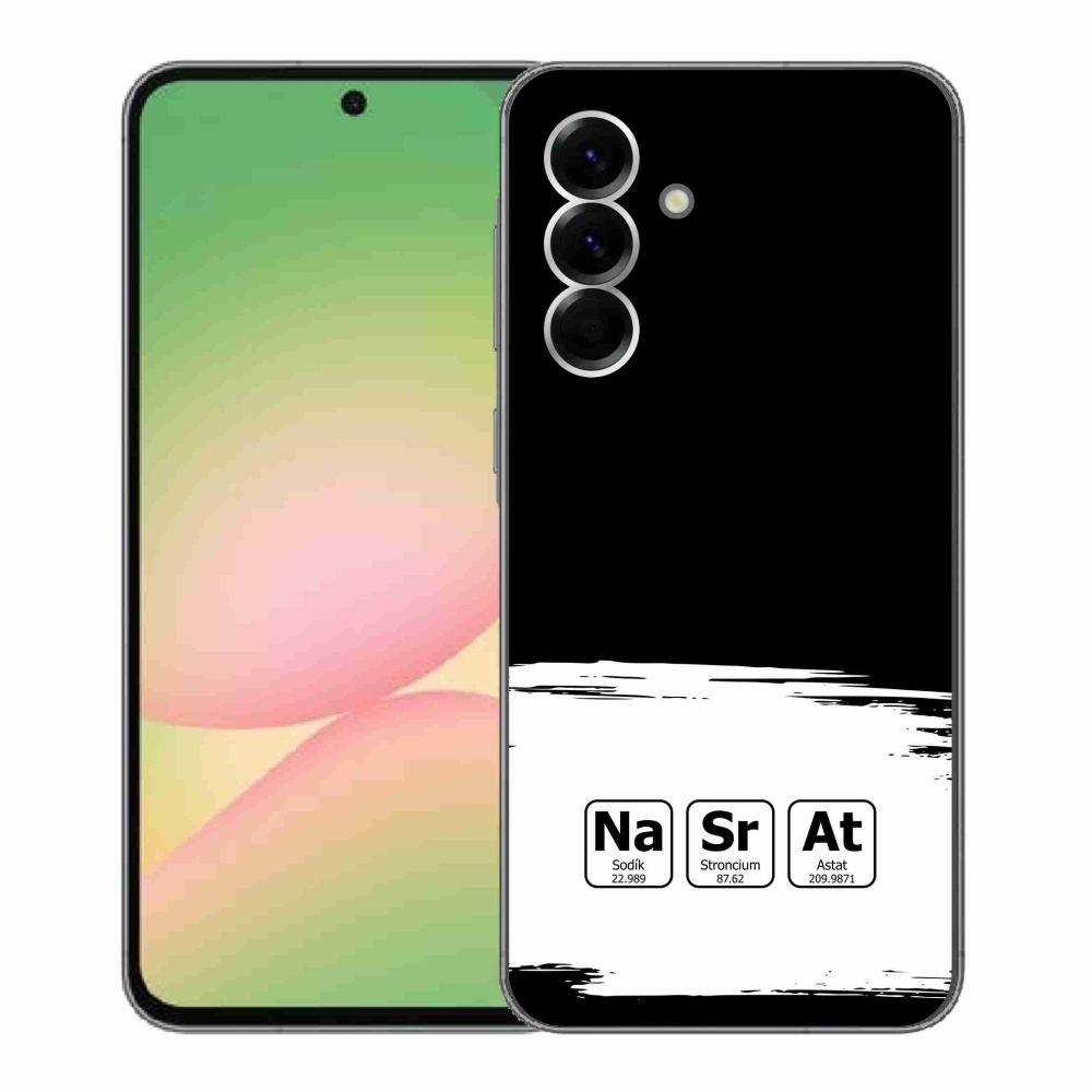 Gél borító mmCase Samsung Galaxy A56 5G - kémiai elemek fehér és fekete háttérrel