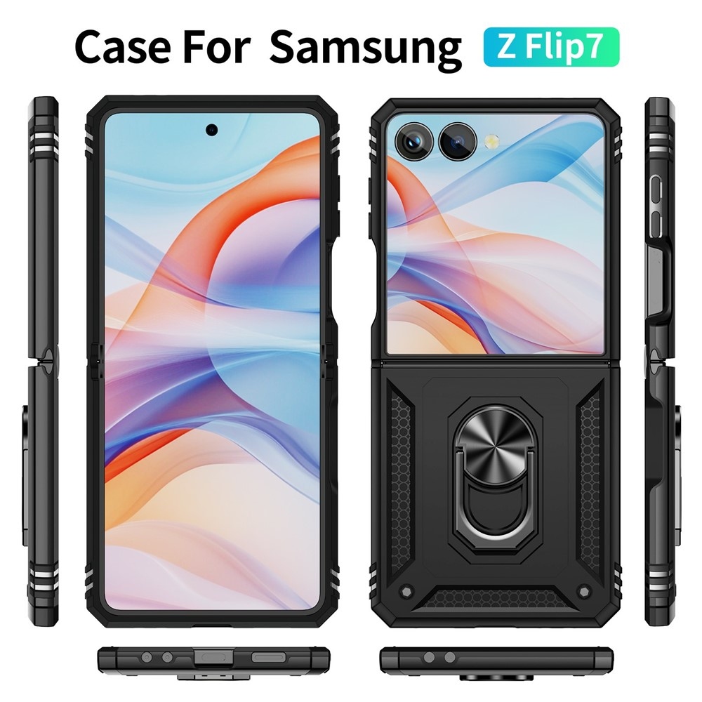 Gyűrűálló borítás Samsung Galaxy Z Flip7 5G készülékhez - fekete