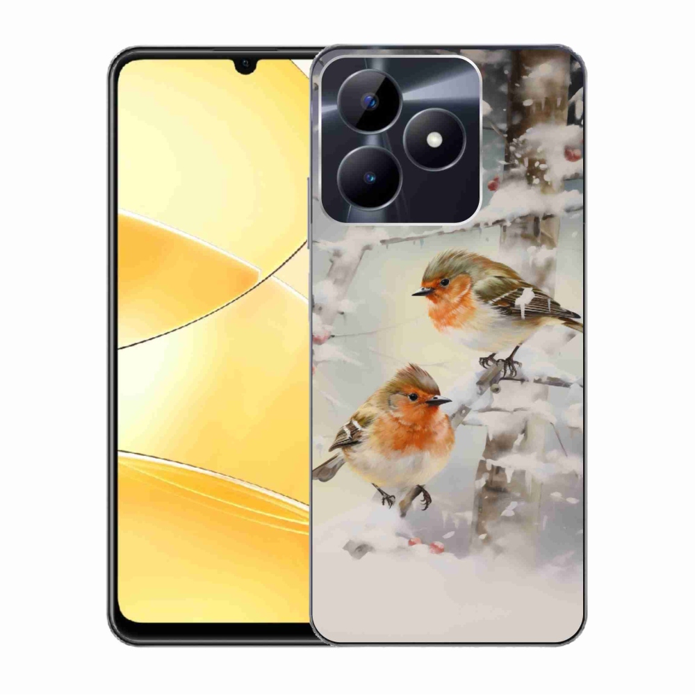 Gél borítás mmCase a Realme C51/C53 készülékhez - madarak télen